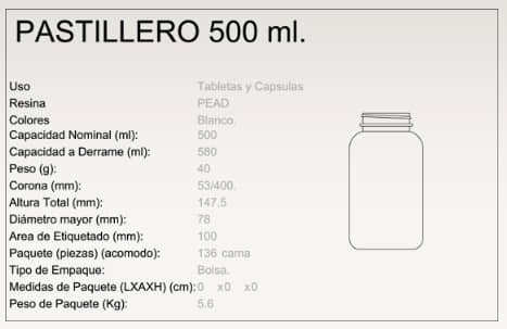 Pastillero 500 ml