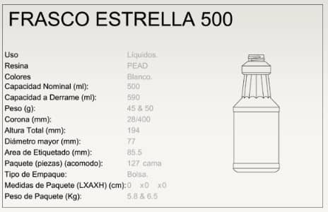 Frasco estrella 500 ml