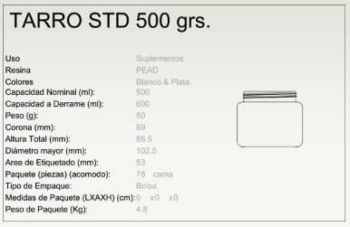 Tarro STD 500 grs.