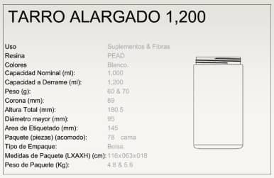 Tarro alargado 1200 ml