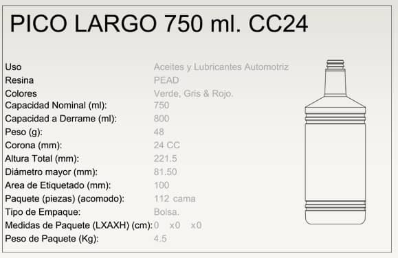 Pico largo 750 ml CC24