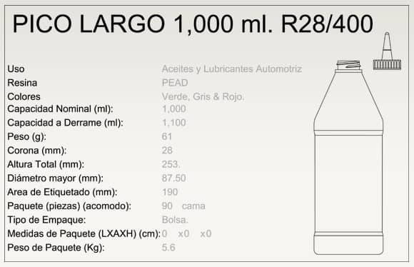 Pico largo 1000 ml R28/400