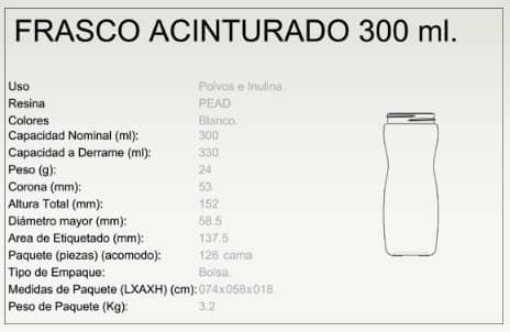 Frasco acinturado 300 ml