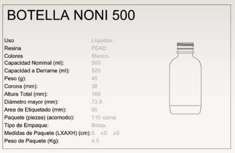 Botella Noni 500 ml