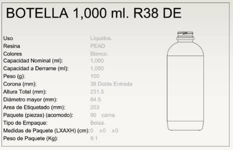 Botella 1000 ml R38 DE