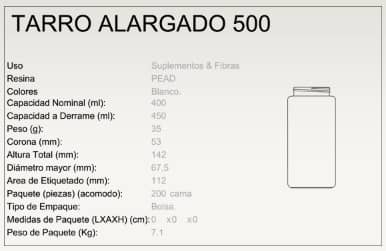 Tarro alargado 500 ml