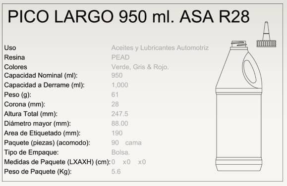 Pico largo 950 ml ASA R28